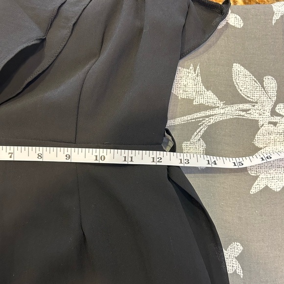 🖤”Mi Ami” Elegant Black Ruffle “Chiffon” Belted Jumpsuit and Zip Back Size XS 🖤 - Picture 8 of 13